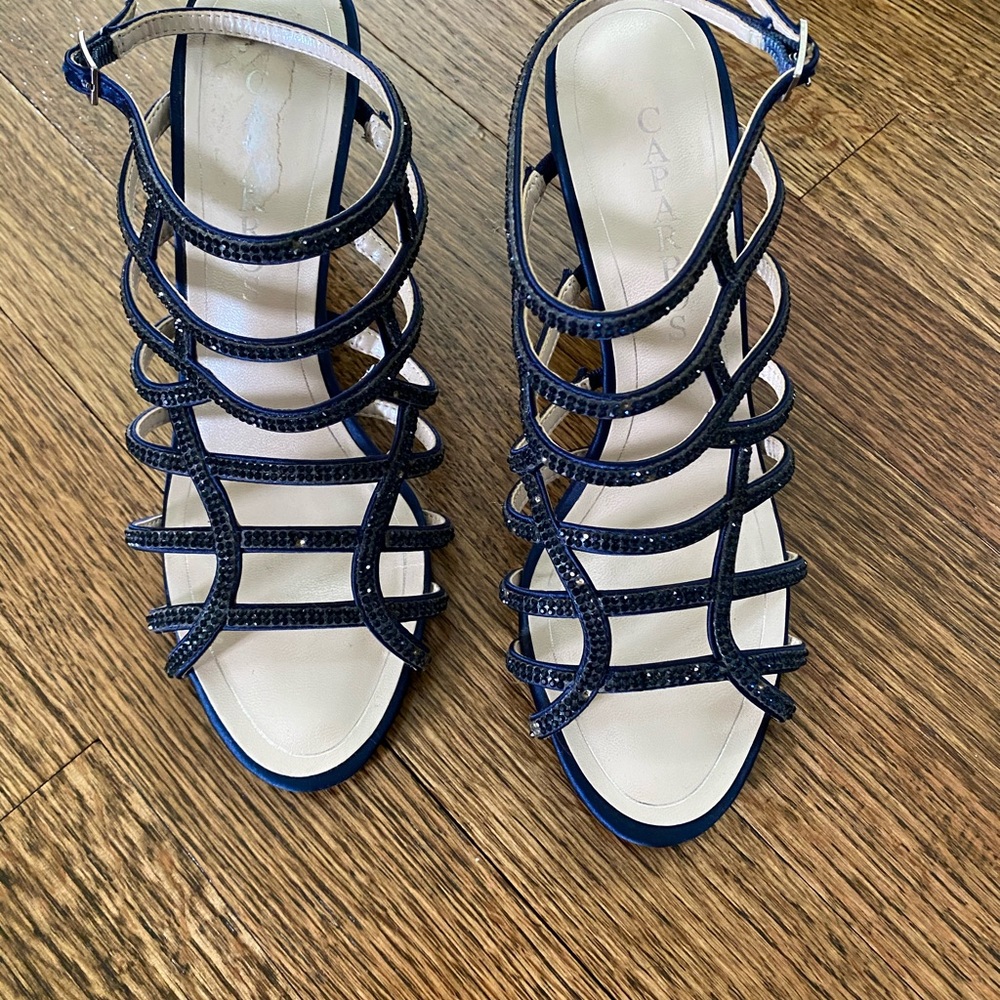 Navy blue dress shoes with 3” heel